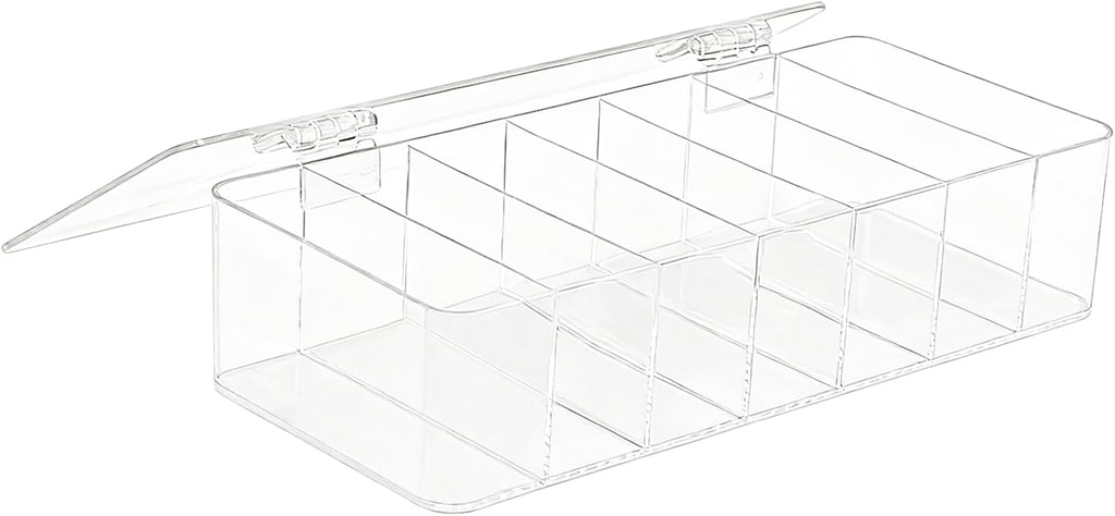 Clear Acrylic Makeup Organizers, 7-Section Bathroom Organizer for Drawer, Cosmetic Display Cases with Lid, Blushes Highlighters Eyeshadow Powder Makeup Organizer Holder Storage