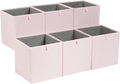 Amazon Basics Cube Organizer Bins, Collapsible Storage Baskets for Shelves, Peony Pink, Pack of 6, 13x15x13"