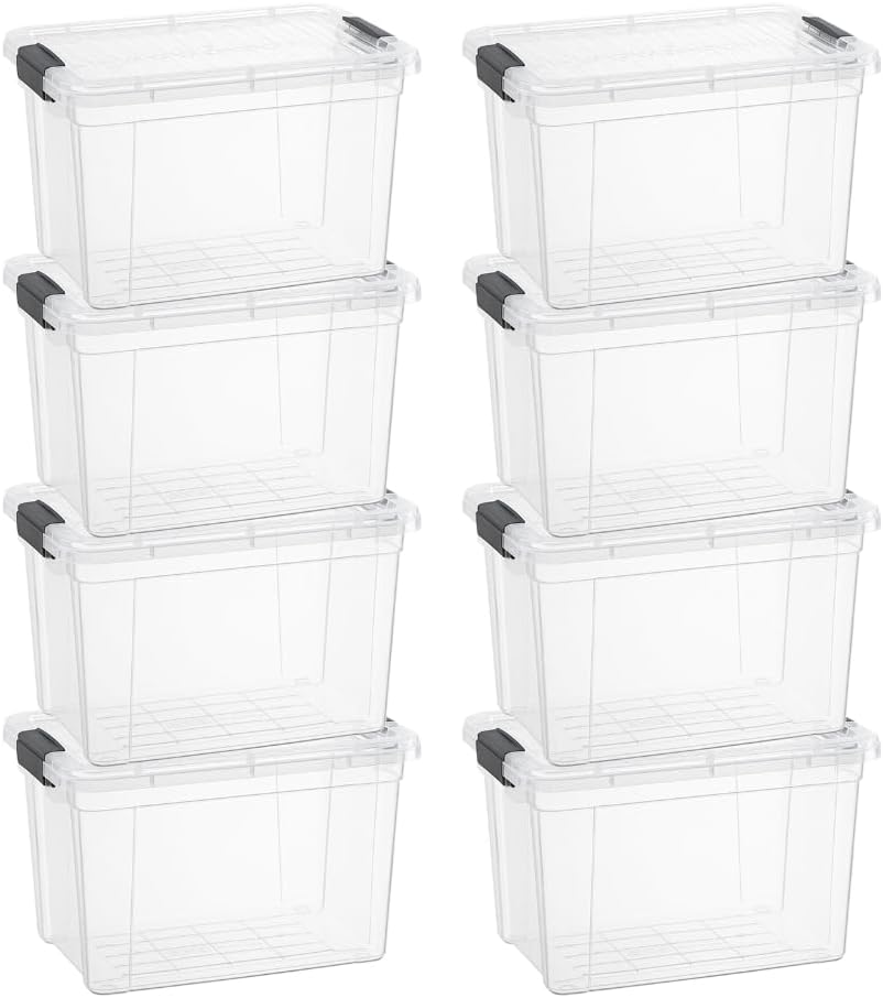 Superio Storage Bins with Lids- 8 Pack, 2.5 Qt Clear Boxes for Organizing, Stackable Plastic Containers- BPA Free, Non-Toxic, Odor Free, Organizer for Home, Office, Dorm