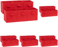Amazon Basics Cube Organizer Storage Bins Handles, Collapsible Fabric, 10.5"x10.5"x11", Red (Pack of 30)