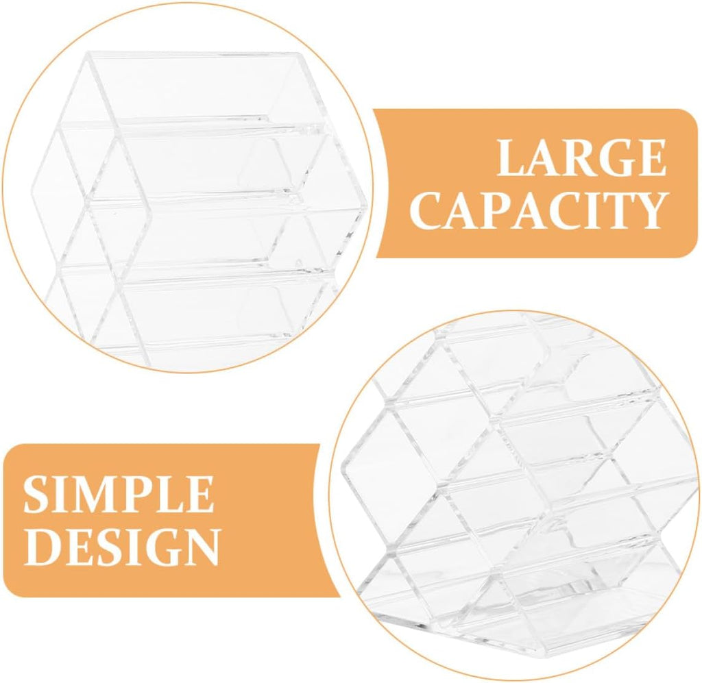 Luxshiny 2Pcs Clear Acrylic Lipstick Organizer with Compartments Dustproof Makeup Display Holder for Lip Gloss Liquid Solid Lipstick Storage Bedroom Supply Vanity Organizer