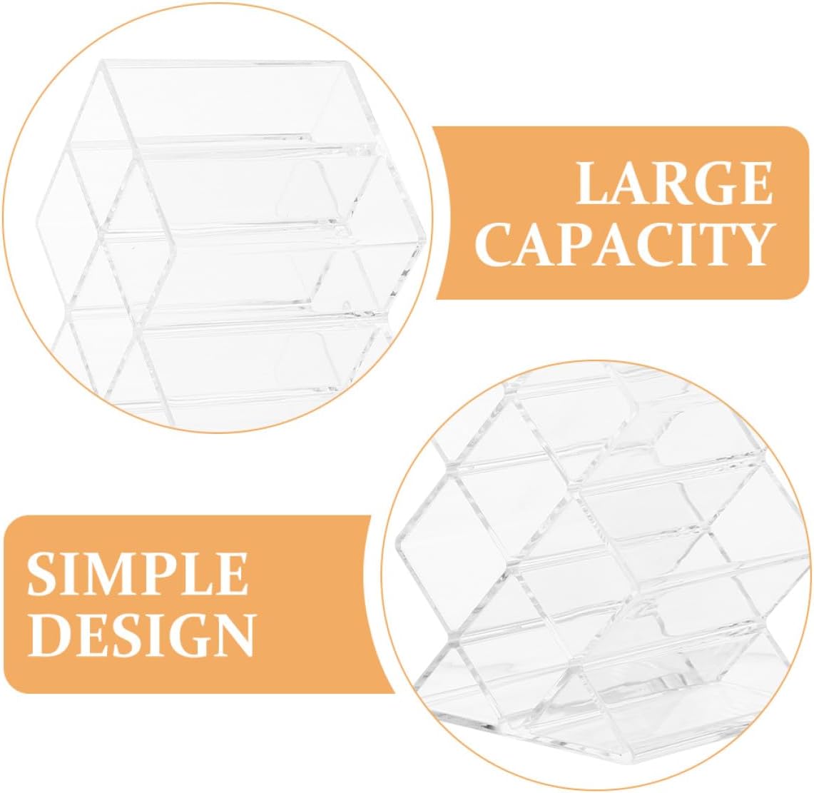 Luxshiny 2Pcs Clear Acrylic Lipstick Organizer with Compartments Dustproof Makeup Display Holder for Lip Gloss Liquid Solid Lipstick Storage Bedroom Supply Vanity Organizer