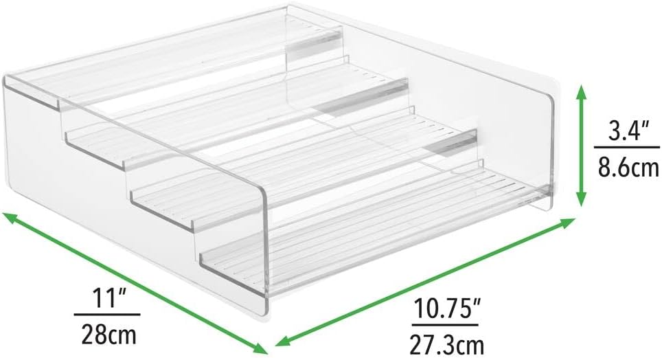 mDesign Plastic Bathroom Storage Organizer Shelf for Cabinet, Vanity, Countertop - Holds Vitamins, Supplements, Medicine Bottles, Nail Polish, Makeup - 4 Levels - Ligne Collection, Clear
