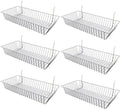 Only Garment Racks #5624C (Pack of 6) Chrome Wire Baskets for Grid Wall, Slat Wall or Pegboard - Merchandiser Baskets, Chrome Wire Basket 24" L x 12" D x 4" H (Set of 6) (Pack of 6)