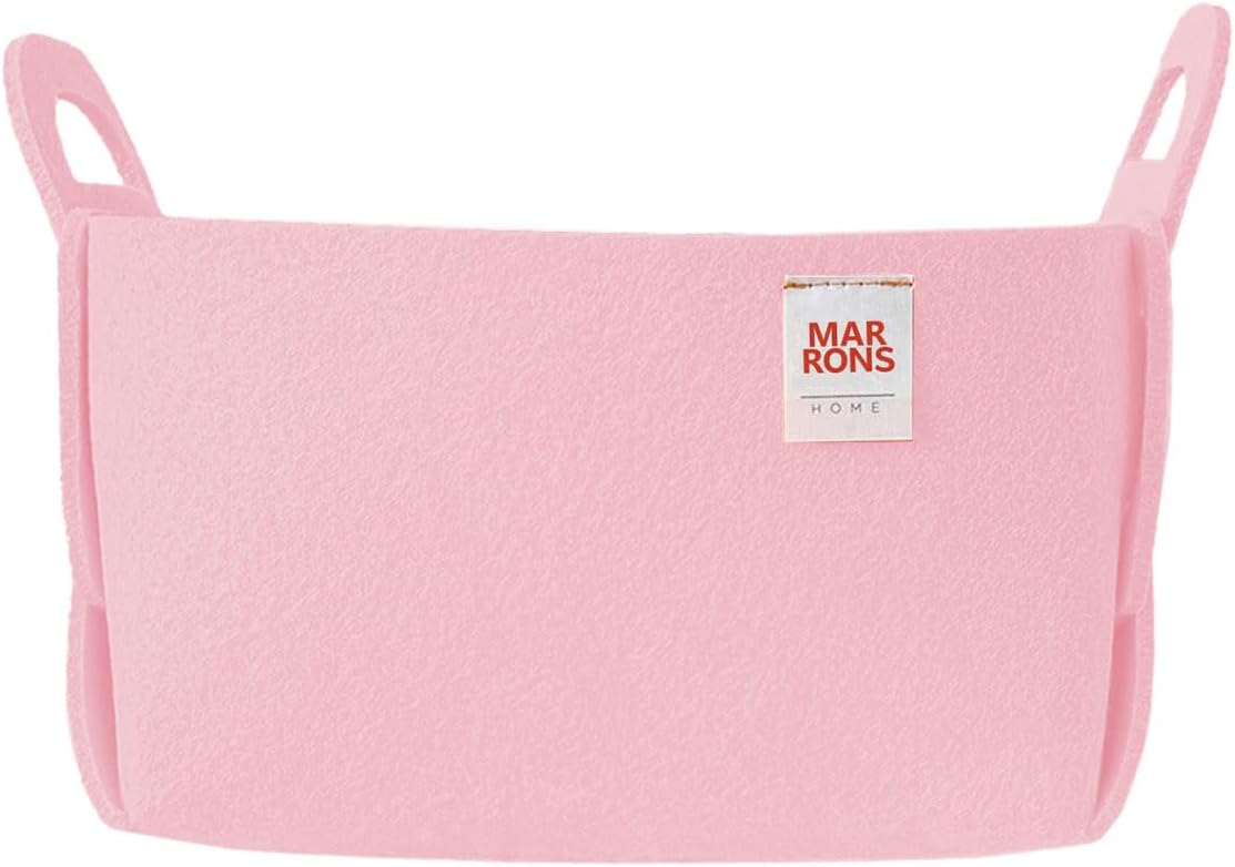 Collapsible Felt BABYPINK Storage Bin Small 7.1"x5.1"x5.1" – Foldable Basket with Handles for Closet, Toy Storage, Laundry Room Organization, Decorative Storage Baskets for Shelves, Nursery