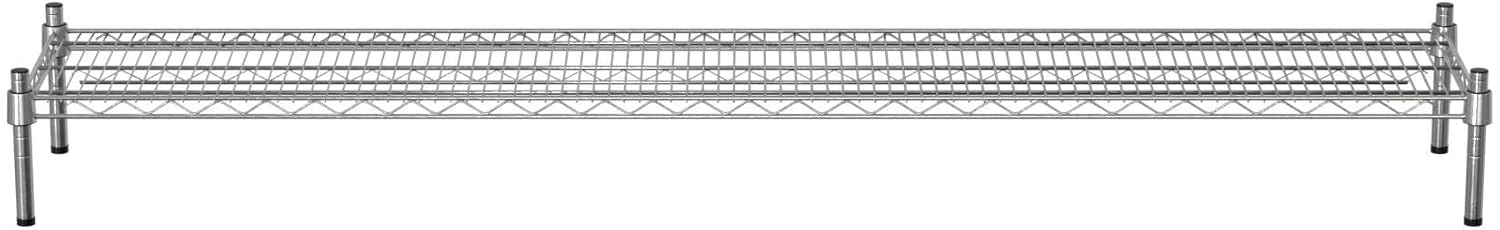 14" x 72" NSF Chrome Wire Stationary Dunnage Storage Rack with 8" Posts, Ideal for Commercial Kitchen, Home, Garage, Warehouse, Shelters