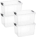 Superio Clear Storage Boxes with Lids, 14.25 Quart Plastic Container Bins for Organizing, Stackable Crates, BPA Free, Non Toxic, Odor Free, Organizers for Home, Office and Dorm, 4 Pack