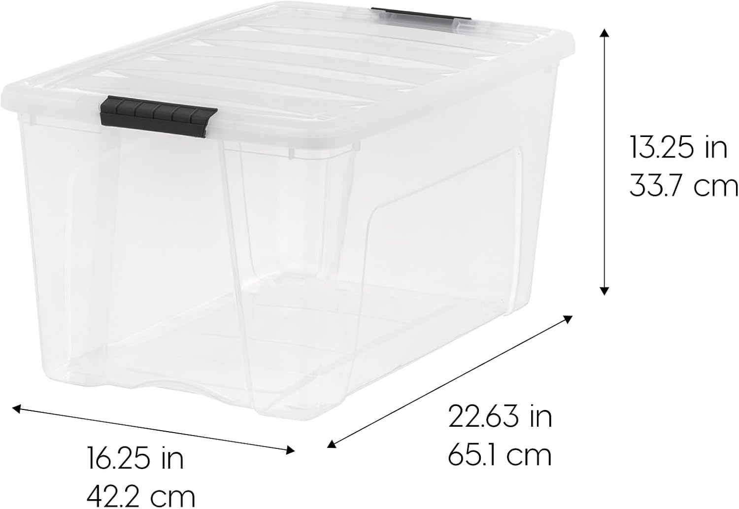 IRIS USA 72 Qt Stackable Plastic Storage Bins with Lids, 6 Pack - BPA-Free, Made in USA - See-Through Organizing Solution, Latches, Durable Nestable Containers, Secure Pull Handle - Clear
