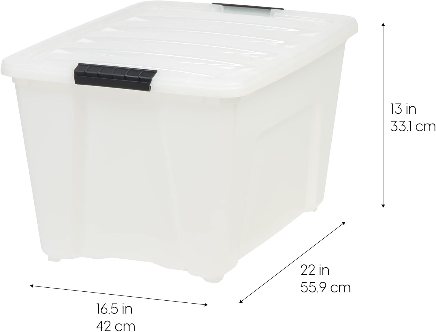 IRIS USA 54 Qt Stackable Plastic Storage Bins with Lids, 6 Pack - BPA-Free, Made in USA - Discreet Organizing Solution, Latches, Durable Nestable Containers, Secure Pull Handle - Pearl