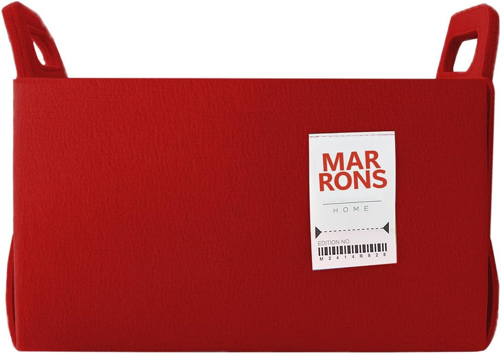 Collapsible Felt RED Storage Bin Medium 11"x7.1"x7.1" – Foldable Basket with Handles for Closet, Toy Storage, Laundry Room Organization, Decorative Storage Bins for Shelves, Cube Storage