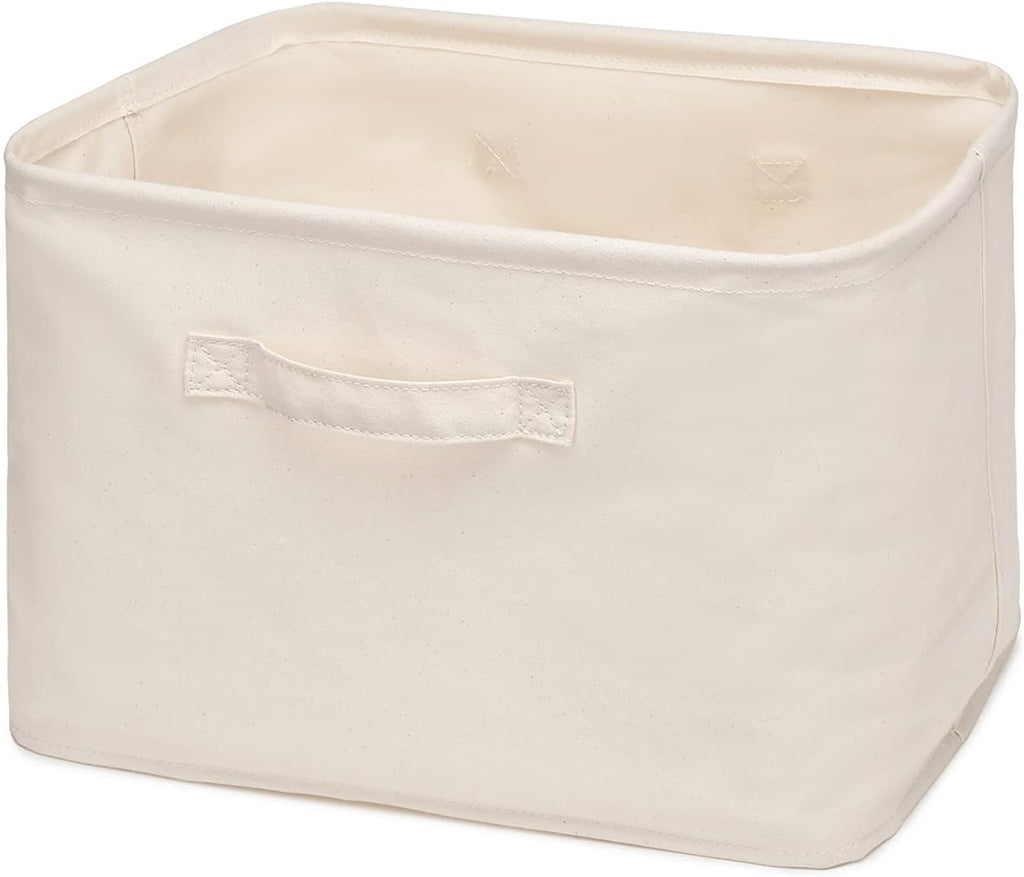 Decorative Basket Rectangular Fabric Storage Bin Organizer Basket with Handles for Clothes Storage (14.5 x 10.2 x 10.2, Beige)