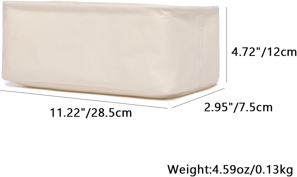 Foldable Storage Bins with Lids Cotton Canvas Rectangular Storage Box Ideal for Organization Lightweight and Durable (11.22 x 2.95 x 4.72)