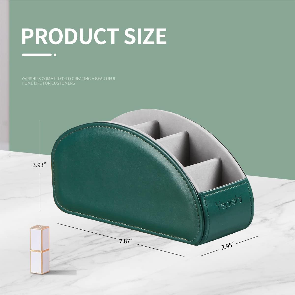 Remote Control Holder PU Leather TV Remote Caddy for Table, 5 Compartments Nightstand Organizer for Bedroom Accessories/Bedside Remotes/Media Controllers/Office Supplies, Decorations for Living Room