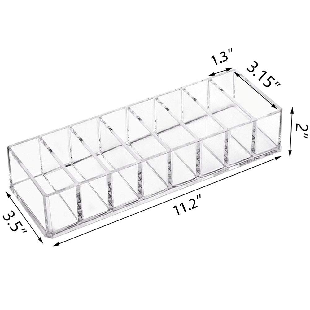 Weiai Clear Acrylic Compact Organizer, Blushes Highlighters Eyeshadow Powder Makeup Organizer Holder for Vanity, 8 Slots