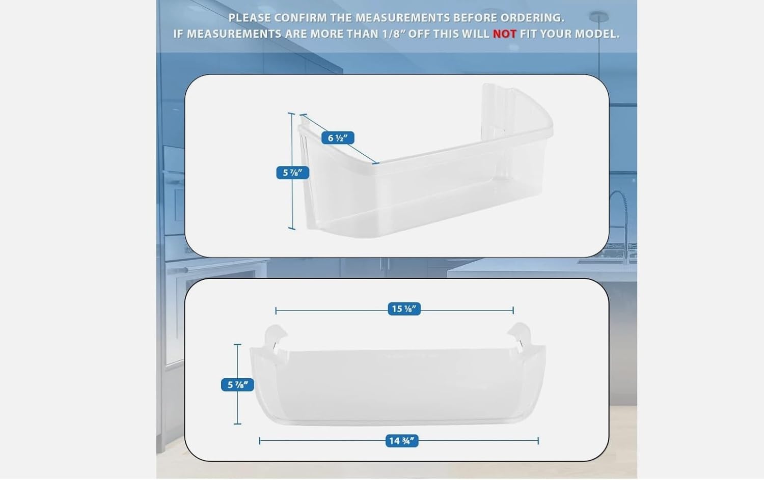 2 pk Refrigerator Door Shelf Bin Compatible with Frigidaire FRS26KF6EWB FRS26KF6EWC FRS26KF6EWE FRS26KF6EWF FRS26KF6EWG FRS26KF6EWH FRS26KF6EWJ FRS26KF6EWK FRS26LF8CB0 FRS26LF8CB1 FRS26LF8CB2