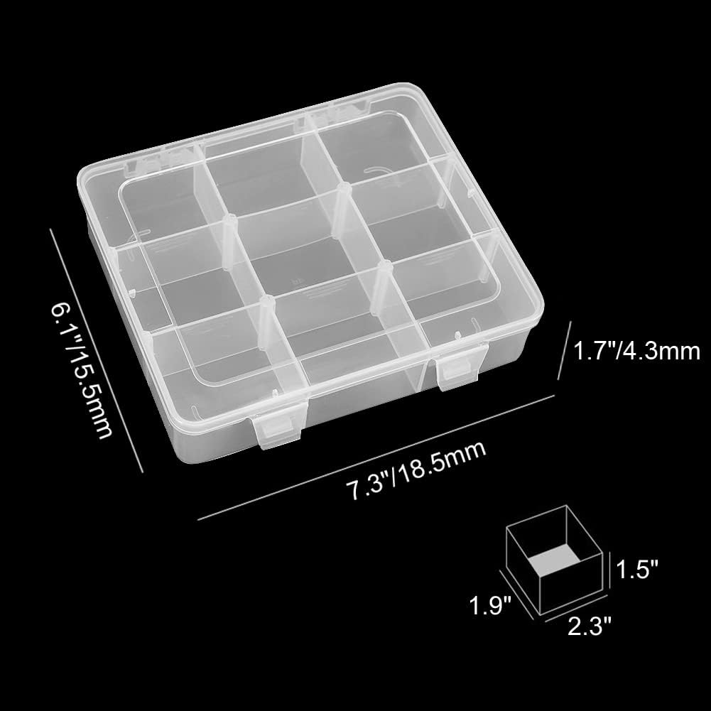9 Grids Plastic Storage Compartment Organizer Container with Adjustable Dividers for Crafts, Earrings, Screws, Nail, Pins and More (1)