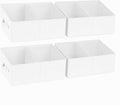 DIMJ Large Closet Shelf Organizer Bins 4 Packs with Handles and Divider, Fabric Trapezoid Storage Baskets, Foldable Clothes Containers Box for Shelf, Towel, Book, Toy, Purse, Hats, White