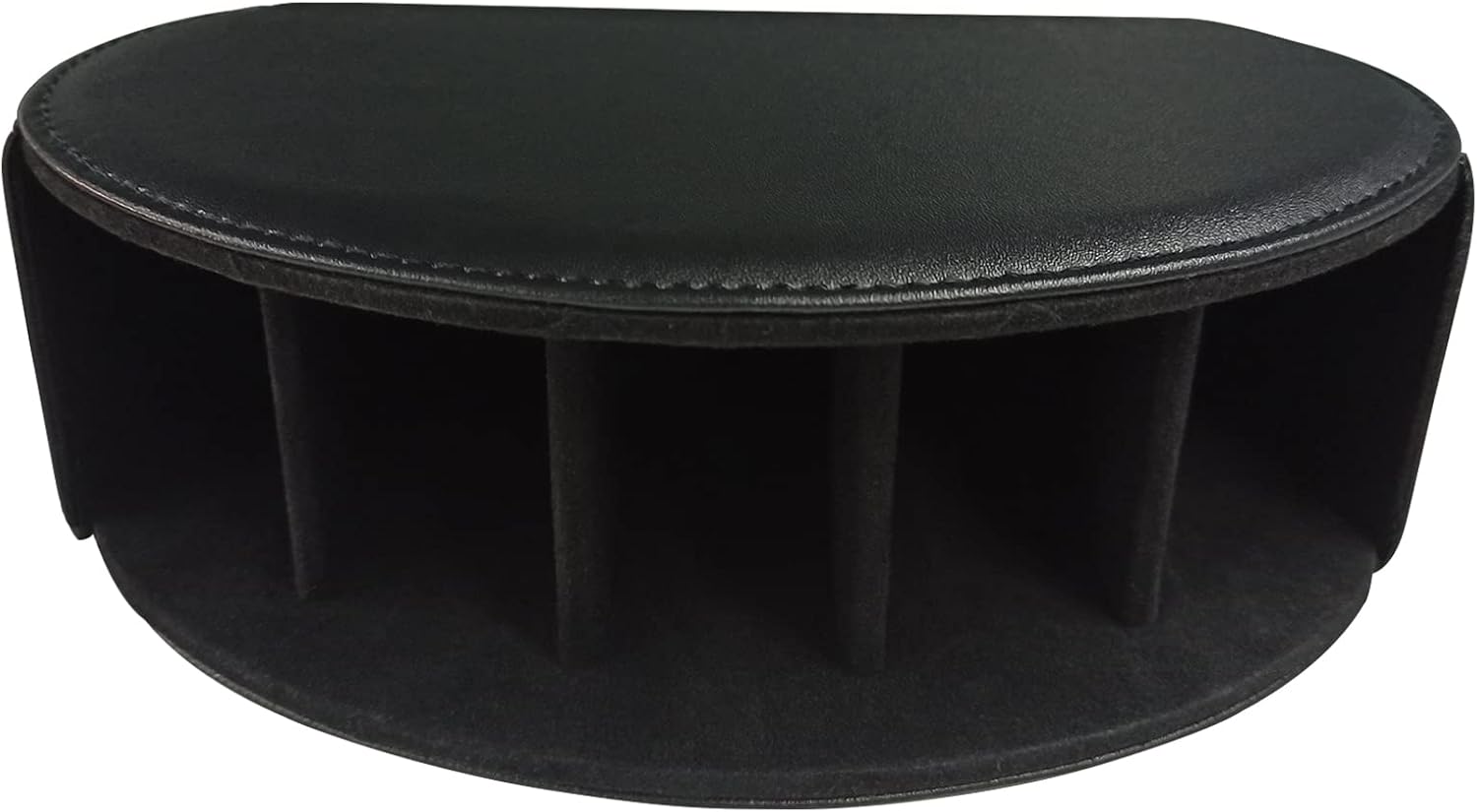 Leather Remote Control Holder with 5 Compartments TV Remote Caddy Storage Box/Tray,Desktop Organizer Store Controller,Glasses,Brush,Media Player,Pen,Space Saver for Bedside Table/Office Desk(Black)