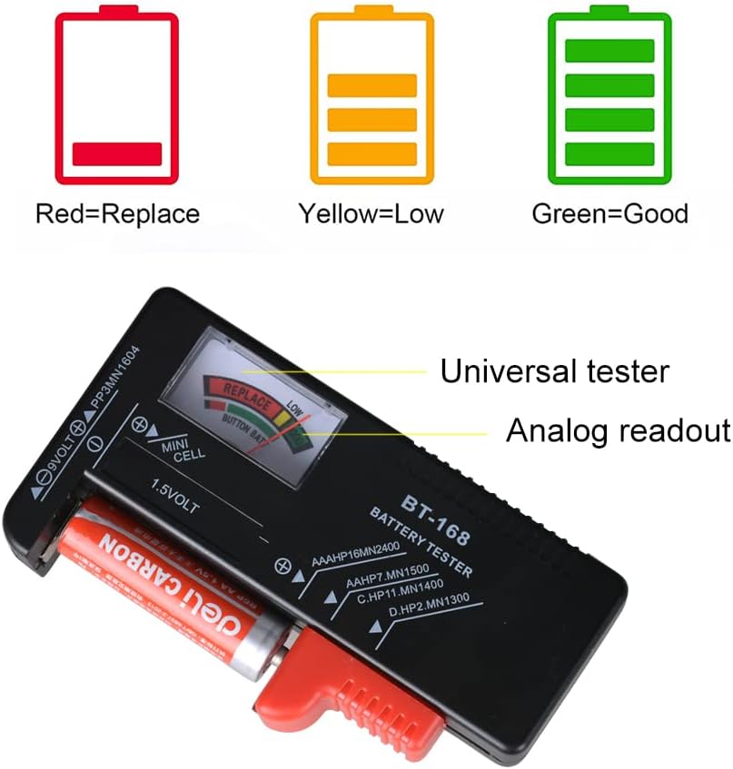 Battery Organizer Storage Box with Tester, Battery Vault Case Fireproof Waterproof Explosionproof Holder Box with Tester BT-168 Checker Carrying Case Container Bag Fit for 200+ Batteries AA AAA C D 9V