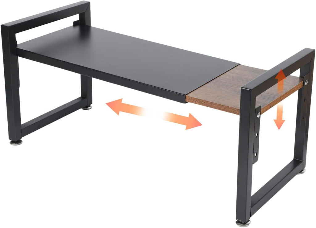 1 Pack Spice Racks, Expandable Adjustable Stackable Kitchen Organizer, Cabinet Shelf for Space-Saving, Counter Shelf for Cabinets, Countertop, Cupboard, Wood and Metal, Home kitchen Storage Rack