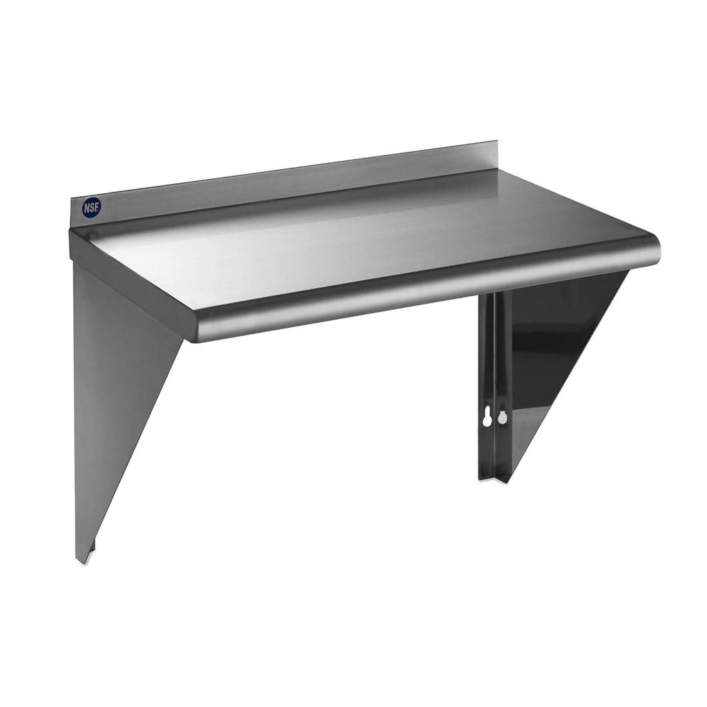 ROCKPOINT Stainless Steel Shelf 18 x 24 Inches 300lb, NSF Metal Commercial Shelves Wall Mount Floating Shelving with Backsplash for Restaurant, Kitchen, Home and Hotel, Silver
