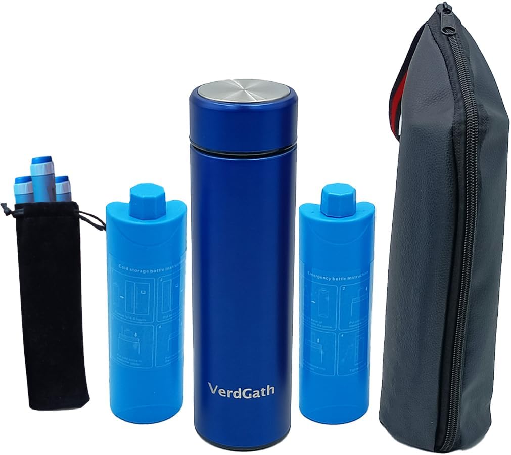 Insulin Cooler Travel Case,60H(3-7 Pens), TSA Approved Medication Cooler with Biogel Ice Pack & Emergency Bottles,Diabetic Insulin Cooler with Gel Ice Pack,Anti-Freeze Medicine Travel Cooler Bag