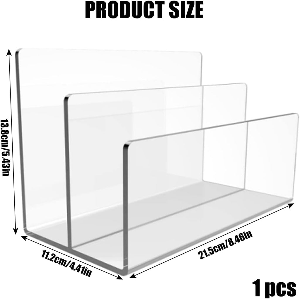 1 Pcs Acrylic Mile Sorter for Desk, 2 Upright Compartments Desk Mail Organizer, Acrylic Mail File Organizer Sorters for Envelope Paper Document, Clear Files Sorter for Office Home, Vertical