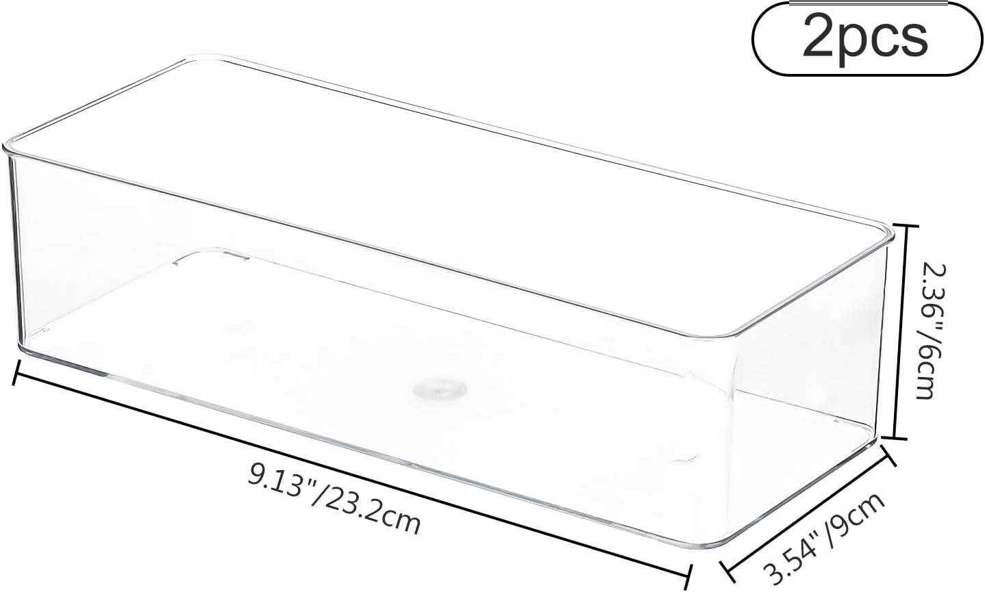 Acrylic Makeup Brush Organizers,2 Pack 1 Section 1 Compartments Transparent Plastic Lipstick Holder Clear 9.13x3.54x2.36 Inches Storage Square Cube for Bathroom Jewelry Accessories