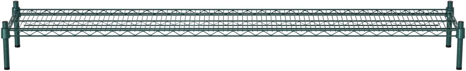 14" x 72" NSF Green Wire Stationary Dunnage Storage Rack with 8" Posts Ideal for Commercial Kitchen Home Garage Warehouse Shelters