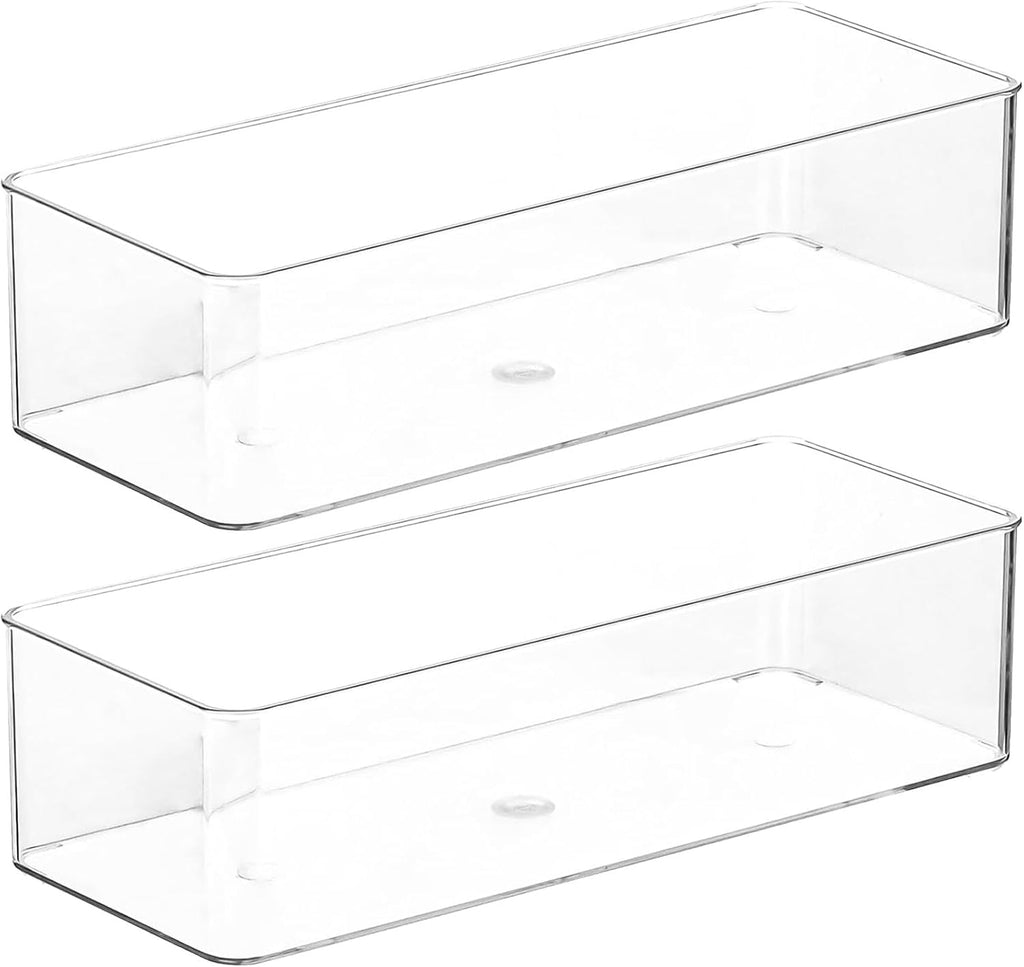 Acrylic Makeup Brush Organizers,2 Pack 1 Section 1 Compartments Transparent Plastic Lipstick Holder Clear 9.13x3.54x2.36 Inches Storage Square Cube for Bathroom Jewelry Accessories