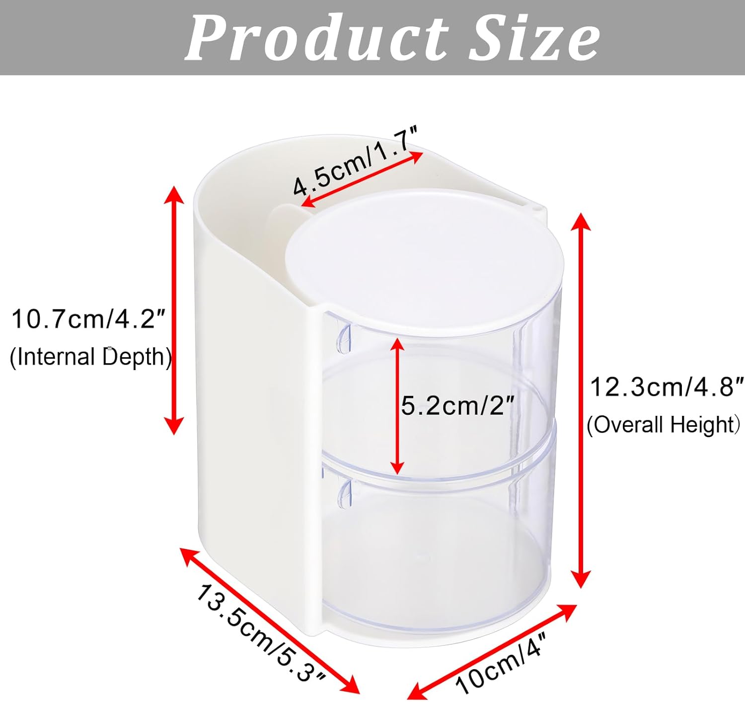 Hair Accessories Organizer with Hair Brush Holder Rotating Makeup Storage Container Plastic Desktop Storage Organizer for Hair Clip Tie, 2-Layer White