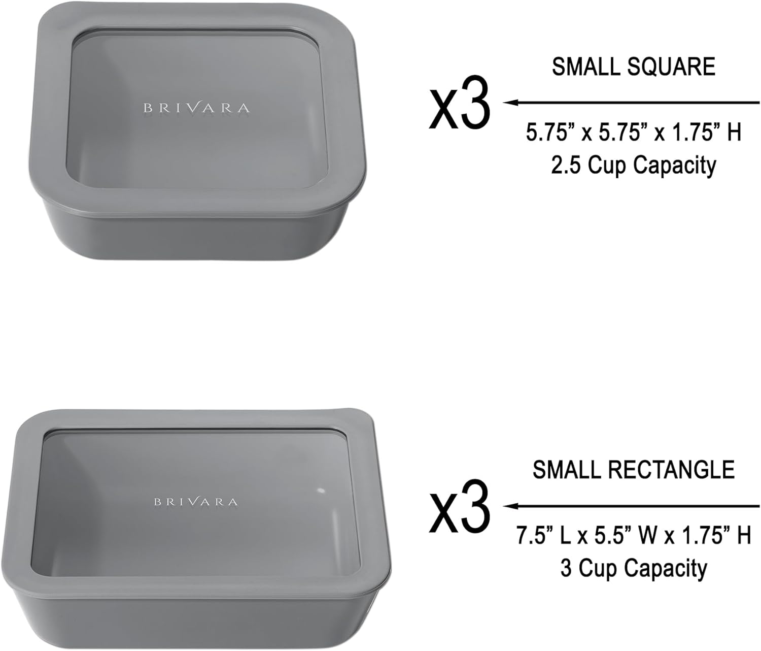 Ceramic Coated Glass Food Storage Container | No PTFE, PFOA, PFAS, and BPA | Reusable Non Toxic Meal Prep Container with Glass Lid | Easy To Store | 6 Piece Food Prep [Smoke]