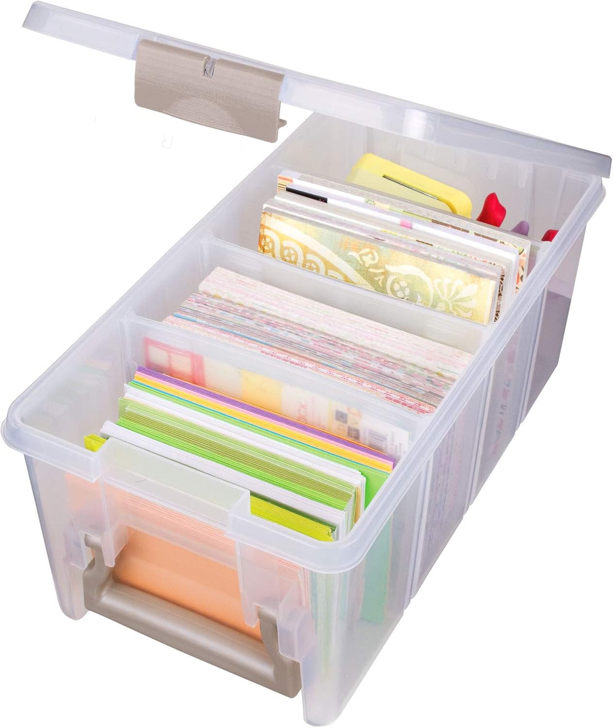 ArtBin Semi Satchel Portable Craft Organizer with 3 Dividers - Clear Plastic Storage Case for Art & Craft Supplies