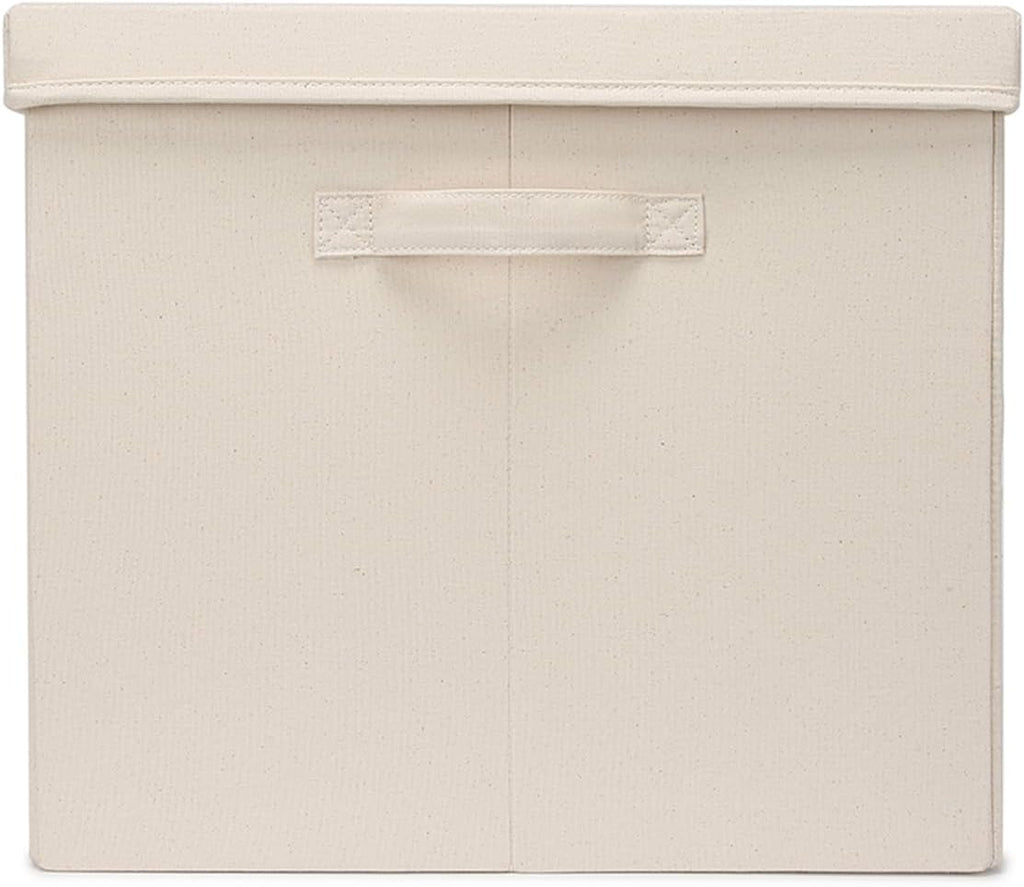 Foldable Storage Bins with Lids Cotton Canvas Rectangular Storage Box Ideal for Organization Lightweight and Durable (XXL)