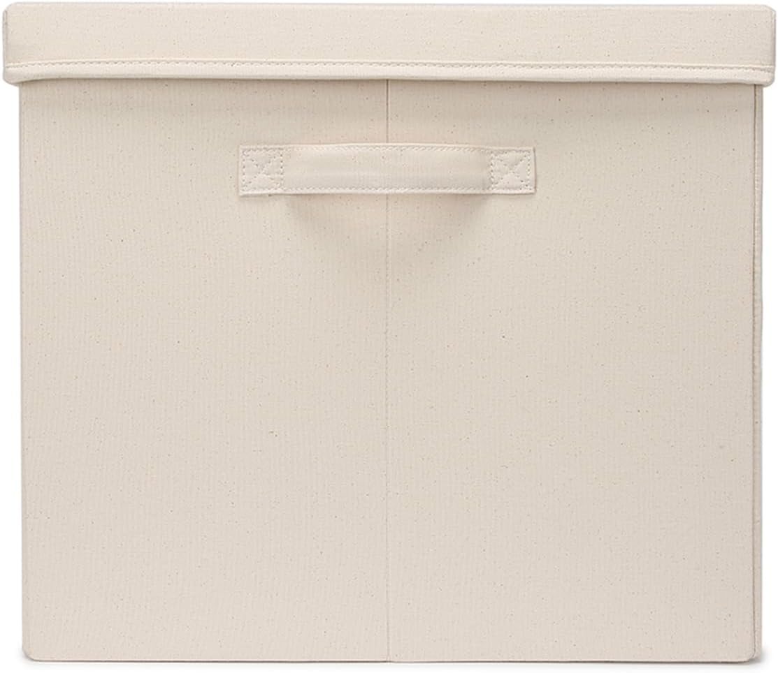 Foldable Storage Bins with Lids Cotton Canvas Rectangular Storage Box Ideal for Organization Lightweight and Durable (XXL)