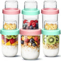 ComSaf Overnight Oats Containers with Lids (16oz+4oz, 6Pcs), Dual-Layer Chia Pudding Jars with Dry and Wet Separation, Yogurt Parfait Cups for Oatmeal Cereal Nut Fruit, Meal Prep Glass Jars for Salad