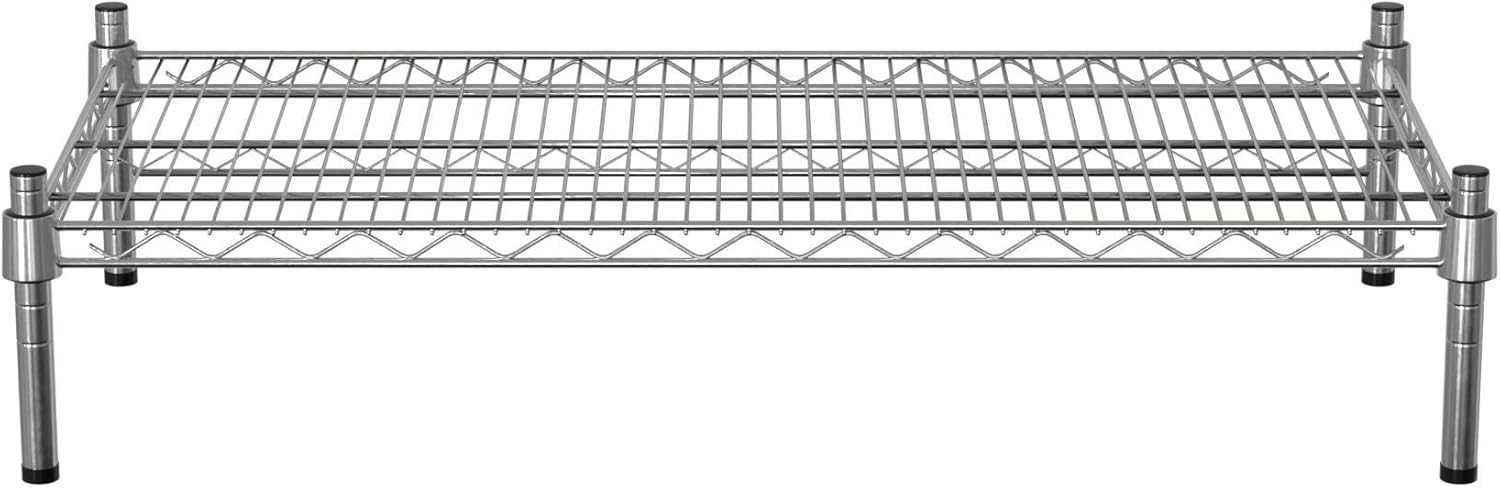 18" x 36" NSF Chrome Wire Stationary Dunnage Storage Rack with 8" Posts, Ideal for Commercial Kitchen, Home, Garage, Warehouse, Shelters