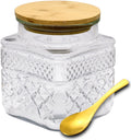 Viovian Decorative Glass Jar with Lid and Spoon 38 OZ Square Thick Glass Storage Jars Airtight Lids Clear Vintage Canister Container for Food Candy Cookie Sugar Coffee Tea Nuts Snack Dog Treat