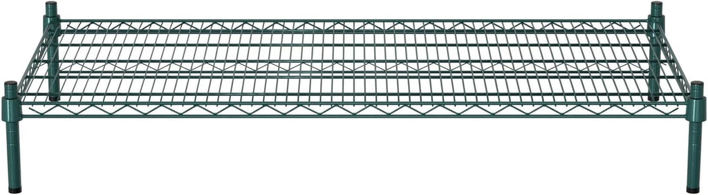 24" x 48" NSF Green Wire Stationary Dunnage Storage Rack with 8" Posts Ideal for Commercial Kitchen Home Garage Warehouse Shelters