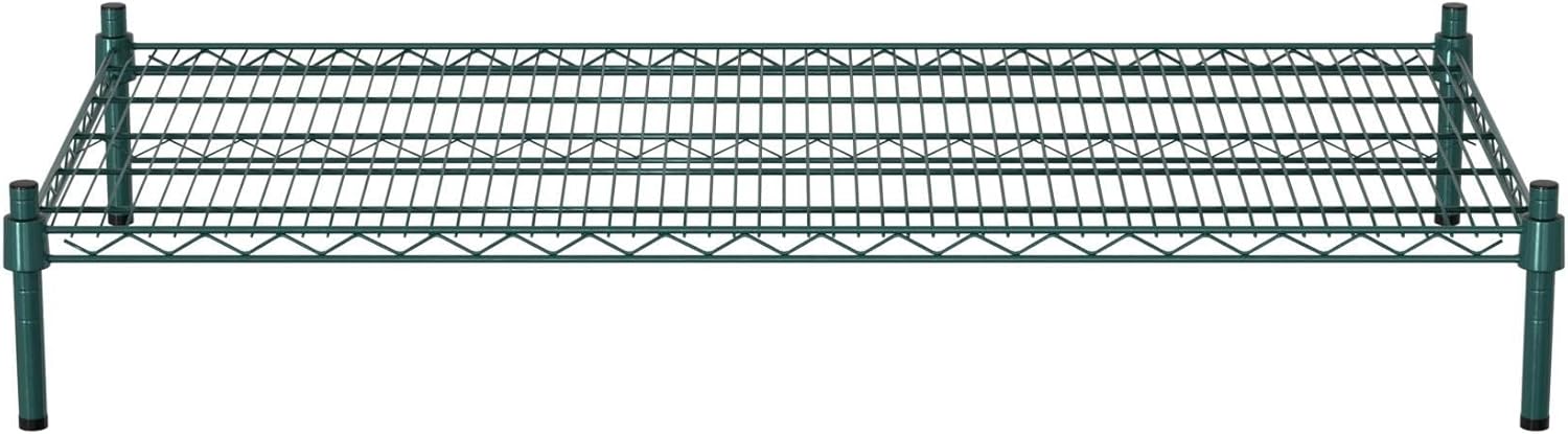 24" x 48" NSF Green Wire Stationary Dunnage Storage Rack with 8" Posts Ideal for Commercial Kitchen Home Garage Warehouse Shelters