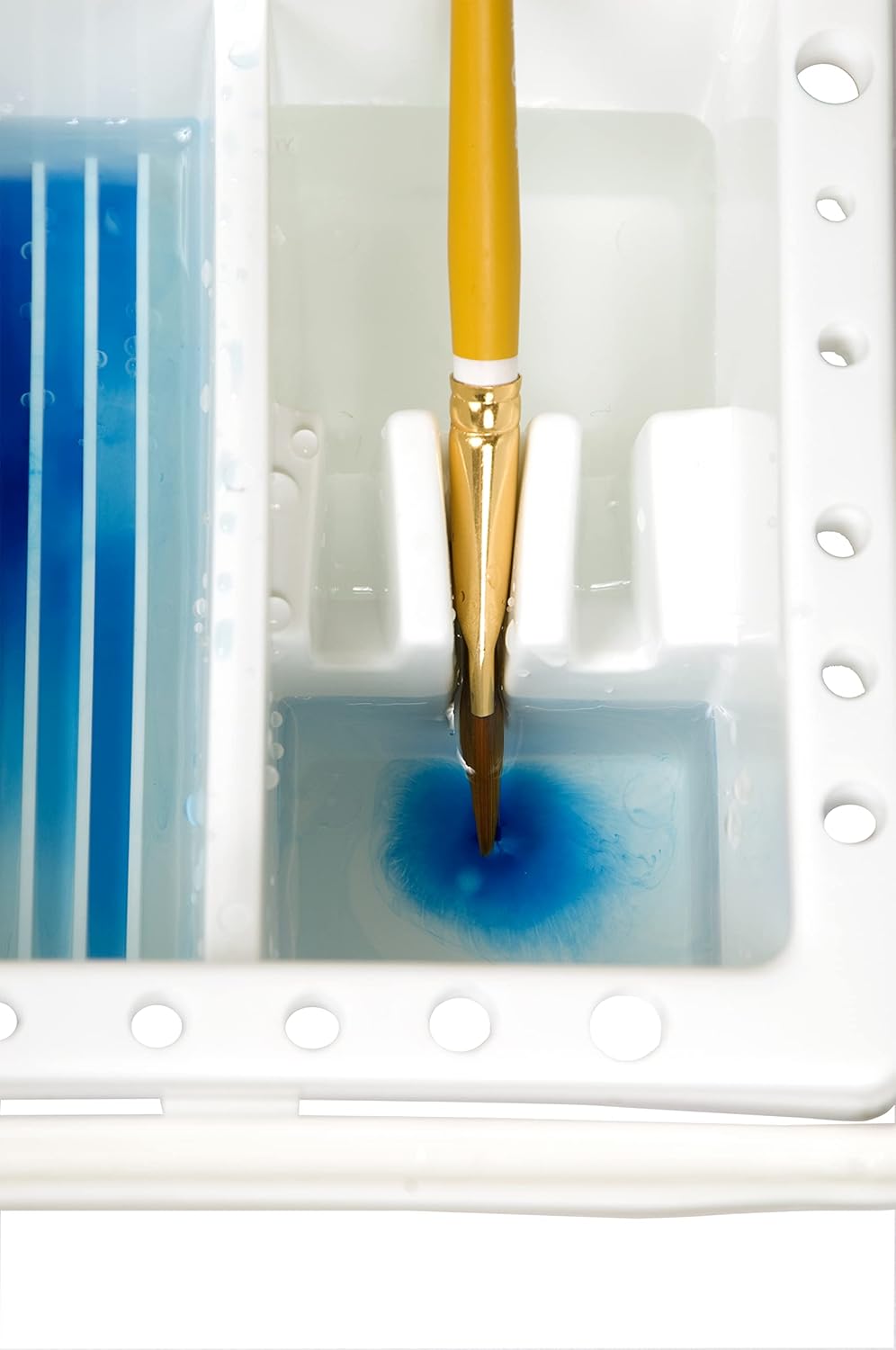 Creative Mark Brush Basin - All In One Unit for Storage, Shaping, Cleaning, and Soaking - 6.5 x 6.5 x 3.5 With Lid