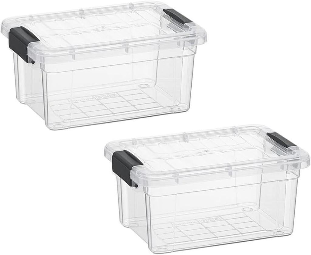 Superio Storage Bins with Lids- 2 Pack, 1.85 Qt Clear Boxes for Organizing, Stackable Plastic Containers- BPA Free, Non-Toxic, Odor Free, Organizer for Home, Office, Dorm