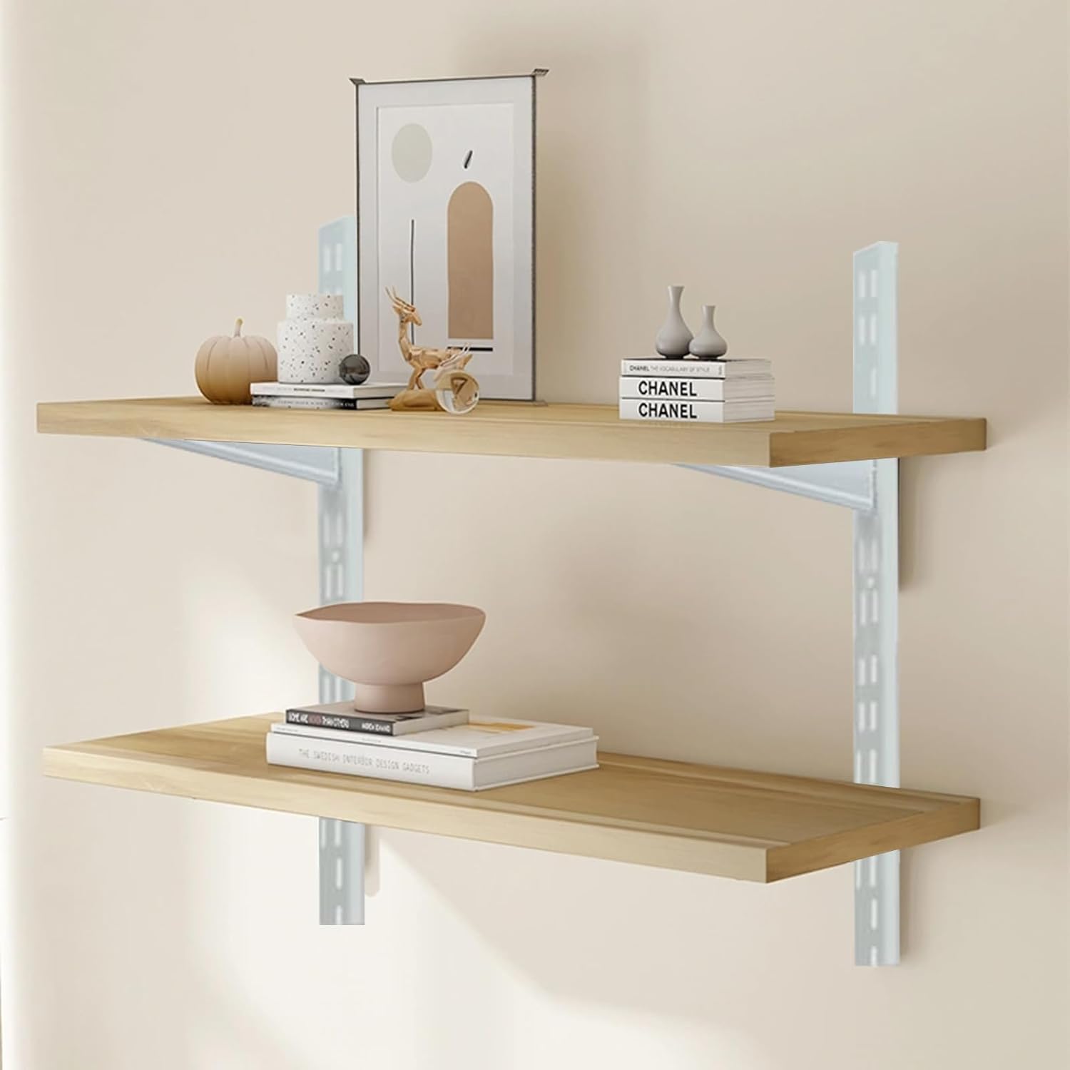 10 Pack 7‑Inch Adjustable Wire Shelf Brackets – Heavy‑Duty Double‑Track Closet & Wall Shelving System Supports（White）