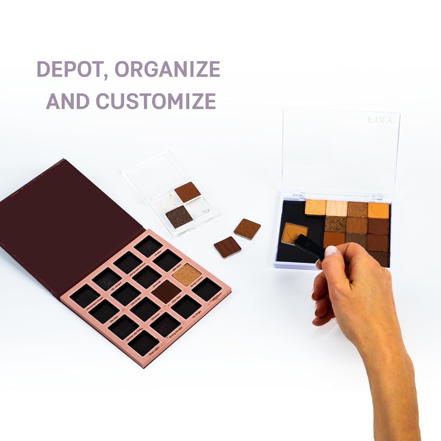 FIXY Empty Magnetic Makeup Palette Set of 5 (4.8"x4.0") and 20 Magnetic Metal Round Pans of 27mm | Travel Friendly Empty Palette | Depotting, Organizing Eyeshadow, Blush, Foundation and Face Powder