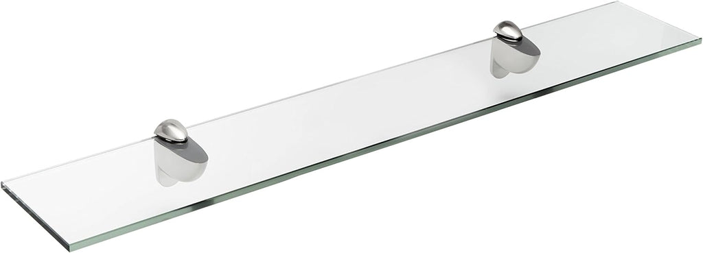 Spancraft Glass H-10x24-Brushed Steel Heron Glass Shelf, Brushed Steel, 10" x 24"