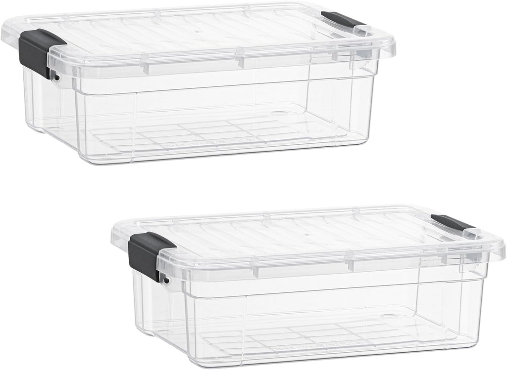 Superio Storage Bins with Lids- 2 Pack, 4.5 Qt Clear Boxes for Organizing, Stackable Plastic Containers- BPA Free, Non-Toxic, Odor Free, Organizer for Home, Office, Dorm