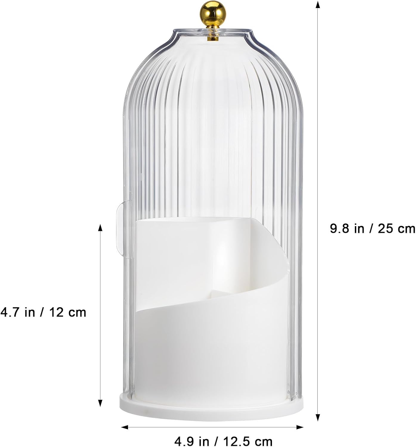 Rotating Makeup Brush Holder With Lid : Makeup Organizer For Vanity Dustproof Cosmetic Brush Organizer For Home Use, White, 9. 84 X 4. 92 X 4. 92 Inches