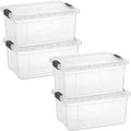 Superio Storage Bins with Lids- 4 Pack, 1.85 Qt Clear Boxes for Organizing, Stackable Plastic Containers- BPA Free, Non-Toxic, Odor Free, Organizer for Home, Office, Dorm