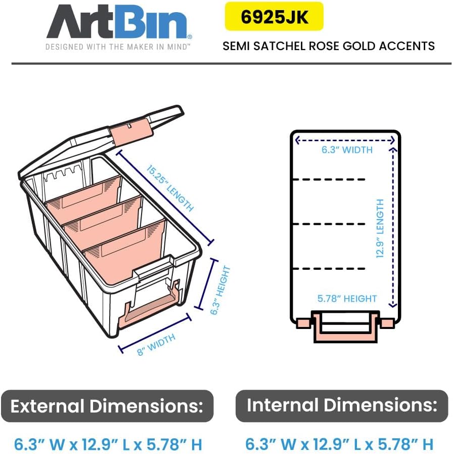 ArtBin Semi Satchel Portable Craft Organizer with 3 Dividers - Clear Plastic Storage Case for Art & Craft Supplies
