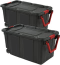 Storage Bins 40 Gallon Heavy-Duty Plastic Storage Bins, 2 Pack Container Totes with Durable Lid and Secure Latching Buckles, Stackable, Tough Storage Containers for Garage and Metal Rack Organizing